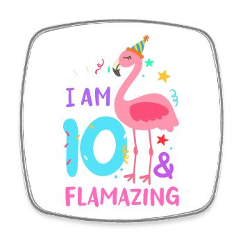 10. Geburtstag Flamingo - Viereckiger Kühlschrankmagnet - Weiß - Vorne