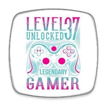 37th Birthday Level 37 Gamer Gaming Gaming - Square fridge magnet - white - Front
