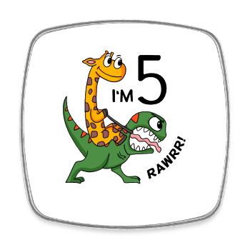 5th birthday - 5 years old - children's birthday party - Square fridge magnet - white - Front