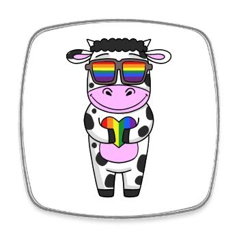 Cow Rainbow - Square fridge magnet - white - Front
