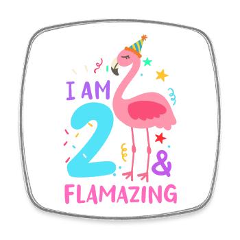 2. Geburtstag Flamingo - Viereckiger Kühlschrankmagnet - Weiß - Vorne
