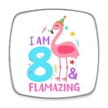 8. Geburtstag Flamingo - Viereckiger Kühlschrankmagnet - Weiß - Vorne