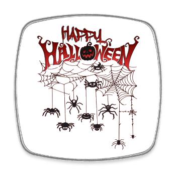 Happy Halloween Spinnen - Kürbis, Halloween Party - Viereckiger Kühlschrankmagnet - Weiß - Vorne