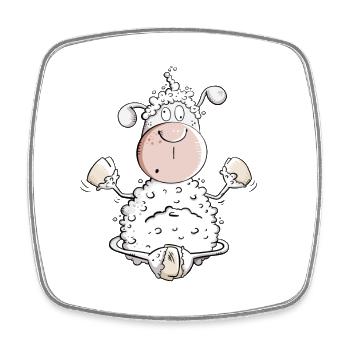 Funny Yoga Mouton I Jeu de mots Fun Moutons - Magnet carré - blanc - Devant