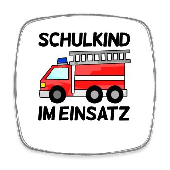 Einschulung Feuerwehr Jungen Schulkind Geschenk - Viereckiger Kühlschrankmagnet - Weiß - Vorne