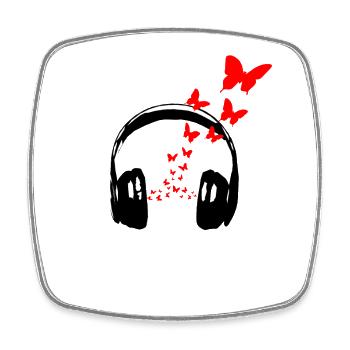 Kopfhörer Musik Streetart Style mit Schmetterling - Viereckiger Kühlschrankmagnet - Weiß - Vorne