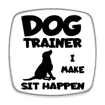 L’éducateur canin permet au chien de s’asseoir. Chemise d’humour * - Magnet carré - blanc - Devant