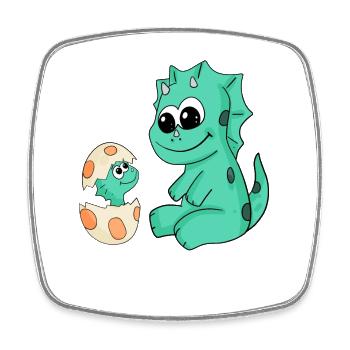 Dinosaurier mit Baby Dinosaurier - Viereckiger Kühlschrankmagnet - Weiß - Vorne
