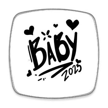 Baby 2023 - Neugeborenes 2023 Baby Geschenk - Viereckiger Kühlschrankmagnet - Weiß - Vorne