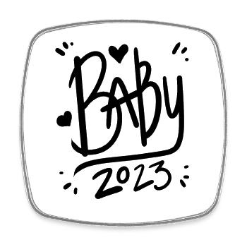 Baby 2023 - Neugeborenes 2023 Baby Geschenk - Viereckiger Kühlschrankmagnet - Weiß - Vorne