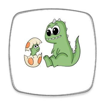 Dinosaurier mit Baby Dinosaurier - Viereckiger Kühlschrankmagnet - Weiß - Vorne
