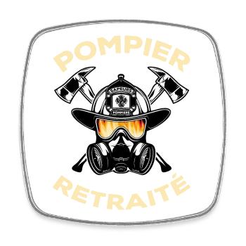 Pompier retraité Courage Dévouement Cadeau pompier - Magnet carré - blanc - Devant