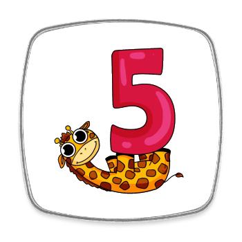 5 ans - 5ème anniversaire - motif girafe - Magnet carré - blanc - Devant