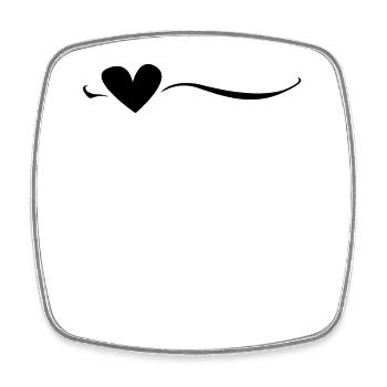 Line Heart Black - Square fridge magnet - white - Front