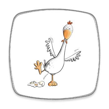 Happy chicken lays an egg - Square fridge magnet - white - Front