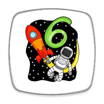 6e anniversaire - 6 ans astronaute cadeau garçons - Magnet carré - blanc - Devant