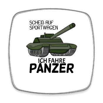 Panzer Militär Geschenk - Viereckiger Kühlschrankmagnet - Weiß - Vorne