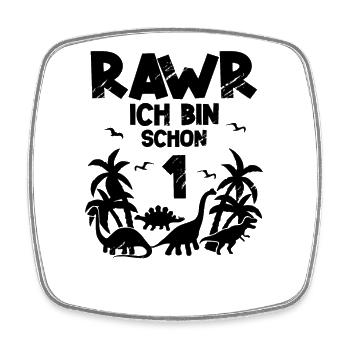 Dinosaurier 1. Geburtstag Kinder - Viereckiger Kühlschrankmagnet - Weiß - Vorne