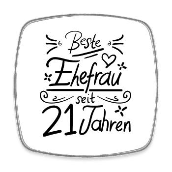 21. Hochzeitstag Ehe Geschenk - Viereckiger Kühlschrankmagnet - Weiß - Vorne