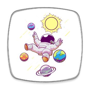 Astronaut Planeten - Viereckiger Kühlschrankmagnet - Weiß - Vorne