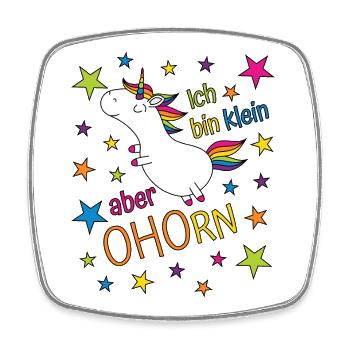 Einhorn Ich bin klein aber ohorn - klein aber oho - Viereckiger Kühlschrankmagnet - Weiß - Vorne