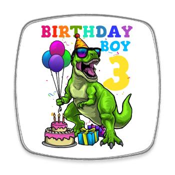 3. Geburtstag Dinosaurier Kindergeburtstag - Viereckiger Kühlschrankmagnet - Weiß - Vorne