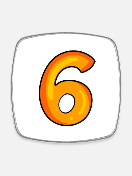 Numéro 6 - Magnet carré - blanc