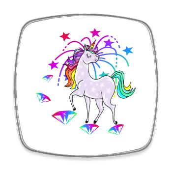 Einhorn Sterne Glitzer Regenbogen - Viereckiger Kühlschrankmagnet - Weiß - Vorne