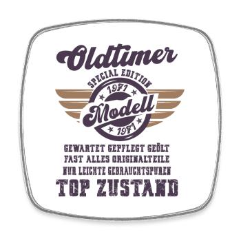 Oldtimer Modell Retro Flügel Geschenk - Viereckiger Kühlschrankmagnet - Weiß - Vorne