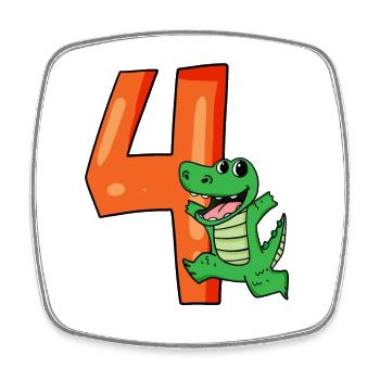 4e anniversaire - 4 ans - Anniversaire d’enfant - Magnet carré - blanc - Devant