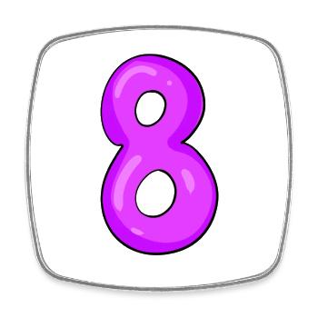 8 - Viereckiger Kühlschrankmagnet - Weiß - Vorne