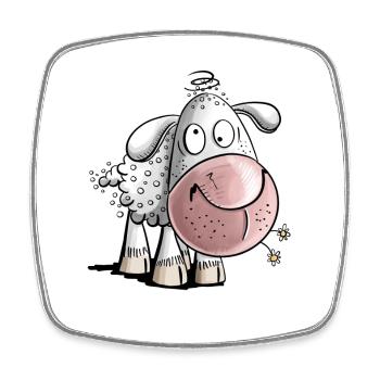 Crazy Sheep I Funny Sheep - Square fridge magnet - white - Front