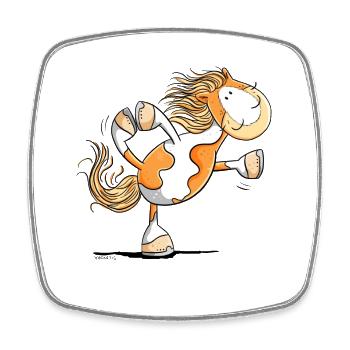 Lustiges Yoga Pferd I Pony - Viereckiger Kühlschrankmagnet - Weiß - Vorne