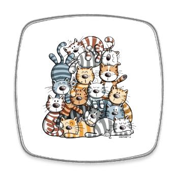 Drôle de chats Pile I Cat Friends Cadeau - Magnet carré - blanc - Devant