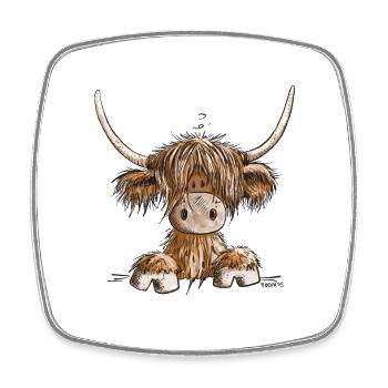 Scottish Highland Cattle I Highland Cattle Cow - Magnet carré - blanc - Devant