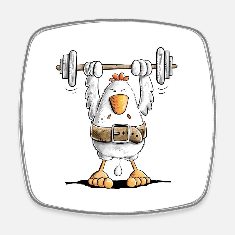 Strong Chicken I Workout I Weight Training - Square fridge magnet - white