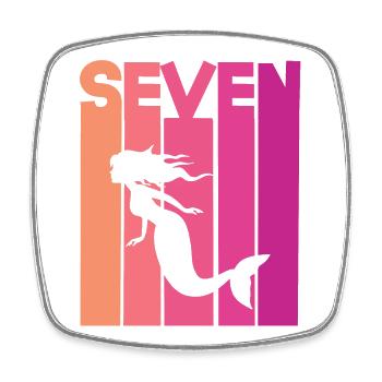 Mermaid 7 years children 7th birthday - Square fridge magnet - white - Front