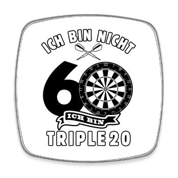 Ich bin nicht 60 ich bin Triple 20 Geburtstag Dart - Viereckiger Kühlschrankmagnet - Weiß - Vorne