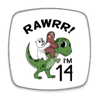 14th birthday - 14 years old - I am 14 - Square fridge magnet - white - Front