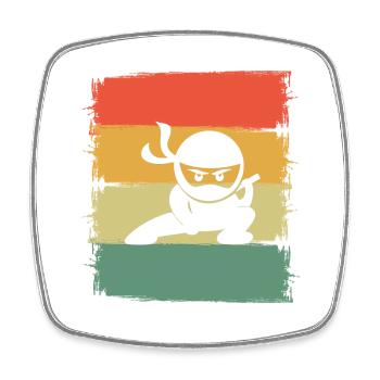 Ninja - Square fridge magnet - white - Front