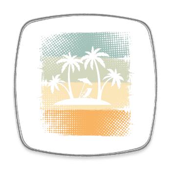 Kleine Insel Mit Palmen - Viereckiger Kühlschrankmagnet - Weiß - Vorne