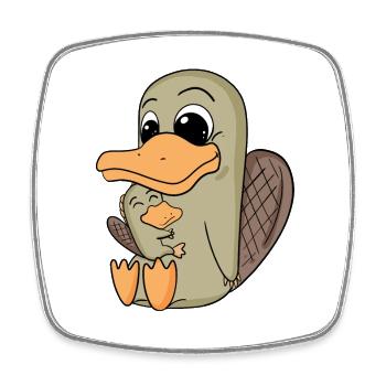 Famille Ornithorynque - Ornithorynque avec bébé - Magnet carré - blanc - Devant