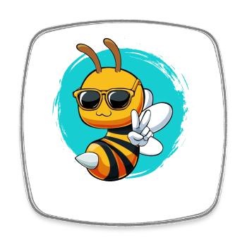 Bee Cool Bee with Sunglasses - Square fridge magnet - white - Front