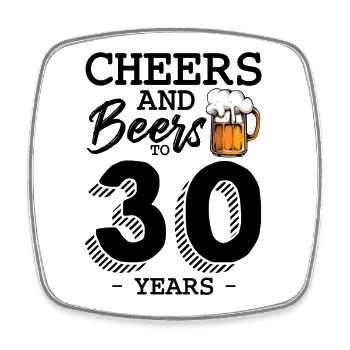 Bierkrug-Illustration mit Schaum 30 Jahre B-Day - Viereckiger Kühlschrankmagnet - Weiß - Vorne