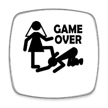 JGA Braut Bräutigam Heirat Game Over Geschenk - Viereckiger Kühlschrankmagnet - Weiß - Vorne