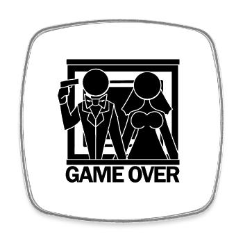 JGA Braut Bräutigam Heirat Game Over Geschenk - Viereckiger Kühlschrankmagnet - Weiß - Vorne