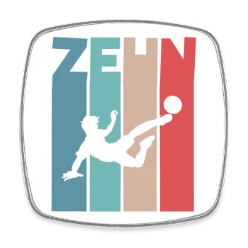 Fußball 10 Jahre Kinder Kindergeburtstag - Viereckiger Kühlschrankmagnet - Weiß - Vorne