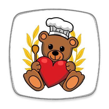Teddybär Lorbeerkranz Koch Küche Gourmet Köchin - Viereckiger Kühlschrankmagnet - Weiß - Vorne