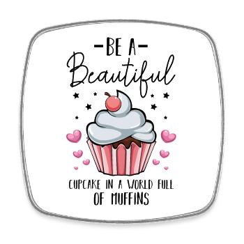 Kuscheliger Cupcake mit Herzen - Viereckiger Kühlschrankmagnet - Weiß - Vorne