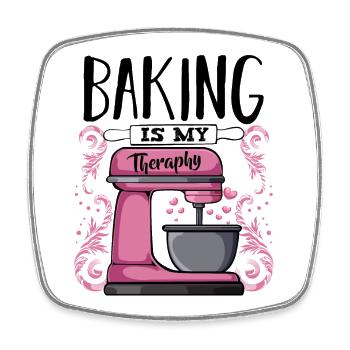 Pink Küchenmixer Therapie - Viereckiger Kühlschrankmagnet - Weiß - Vorne
